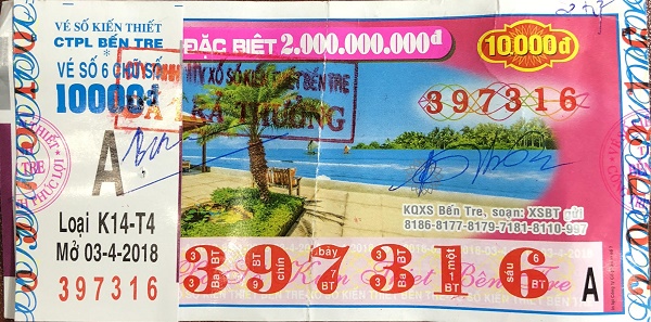 Công ty TNHH MTV xổ số kiến thiết tỉnh Bến Tre: Công bố thông tin trúng thưởng