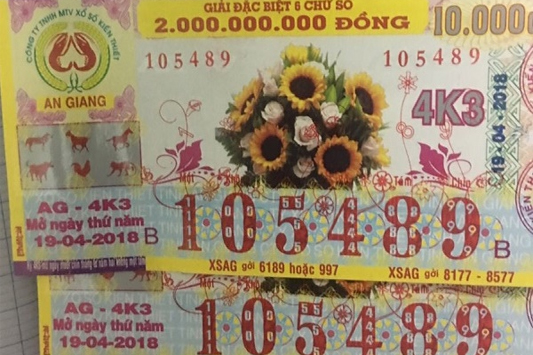 Nhiều khách hàng ở Bến Tre trúng độc đắc đài An Giang ngày 19/4