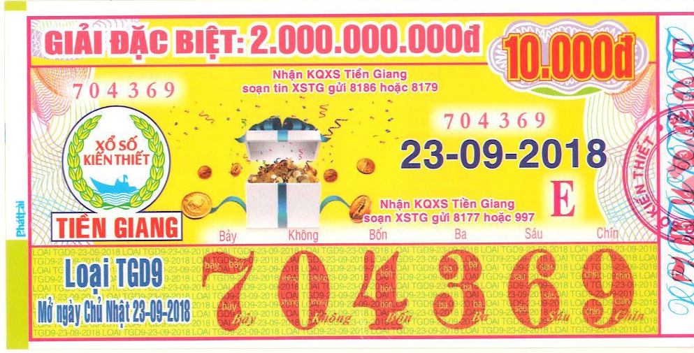 Công ty TNHH MTV Xổ số kiến thiết Tiền Giang: Công bố thông tin trúng thưởng - Kỳ vé TGD9