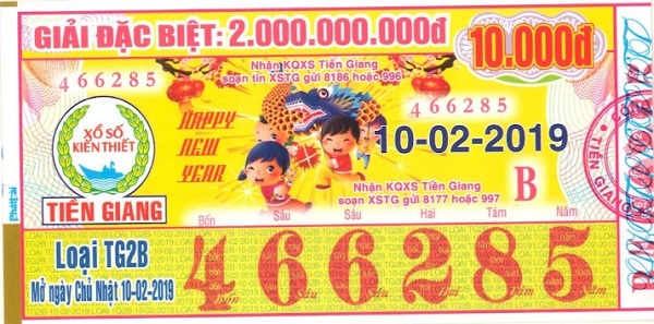 Công ty TNHH MTV Xổ số kiến thiết Tiền Giang: Công bố thông tin trúng thưởng - Kỳ vé TG2B