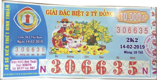 Công ty xổ số kiến thiết Bình Thuận: Công bố thông tin trúng thưởng - Kỳ vé 2K2