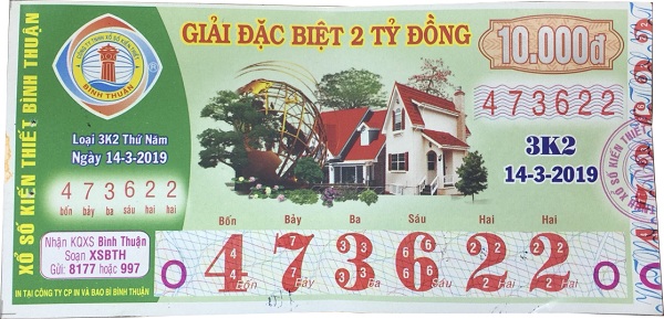 Công ty xổ số kiến thiết Bình Thuận: Công bố thông tin trúng thưởng - Kỳ vé 3K2