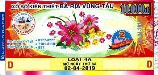 Công ty Xổ số kiến thiết tỉnh Bà Rịa - Vũng Tàu: Công bố thông tin trả thưởng - Kỳ vé 4A