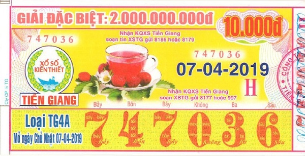 Công ty TNHH MTV Xổ số kiến thiết Tiền Giang: Công bố thông tin trúng thưởng - Kỳ vé TG4A