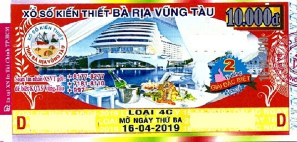 Công ty Xổ số kiến thiết tỉnh Bà Rịa - Vũng Tàu: Công bố thông tin trả thưởng - Kỳ vé 4C