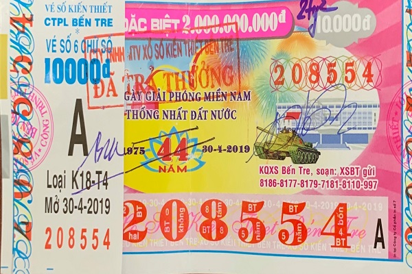Công ty Xổ số kiến thiết Bến Tre: Công bố thông tin trả thưởng, kỳ K18T4