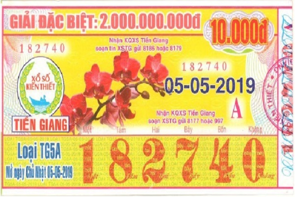 Công ty Xổ số kiến thiết Tiền Giang: Công bố thông tin trả thưởng , kỳ vé TG5A