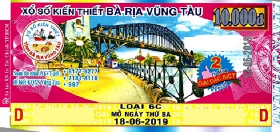 Công ty TNHH MTV Xổ số Kiến thiết Bà Rịa – Vũng Tàu:  Thông tin trả thưởng đến ngày 21/6/2019
