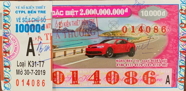 Công ty Xổ số Kiến thiết tỉnh Bến Tre: Công bố thông tin trả thưởng kỳ vé K31-T7