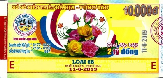 Công ty Xổ số Kiến thiết tỉnh BR - VT: Thông tin trả thưởng đến ngày 14/06/2019