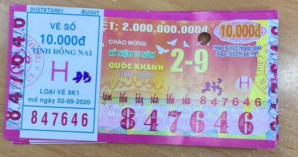 Công ty Xổ số Kiến thiết Bình Thuận: Công bố thông tin trả thưởng kỳ vé 9K1