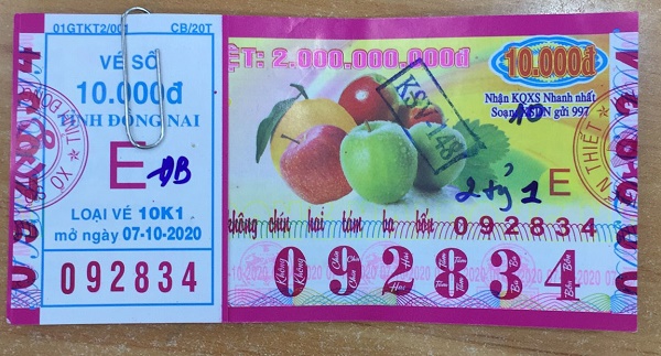 Công ty Xổ số Kiến thiết Bình Thuận: Công bố thông tin trả thưởng, kỳ vé 10K1