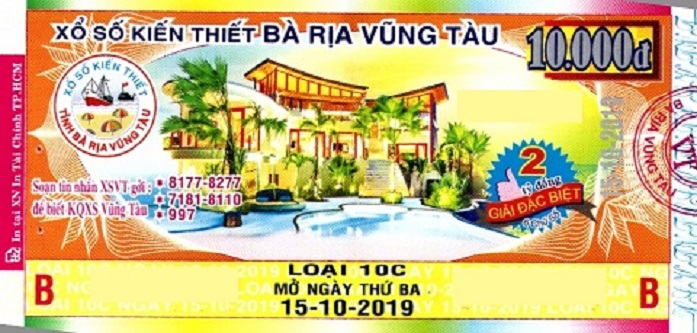Công ty Xổ số Kiến thiết tỉnh Bà Rịa - Vũng Tàu: Công bố thông tin trả thưởng kỳ vé 10C