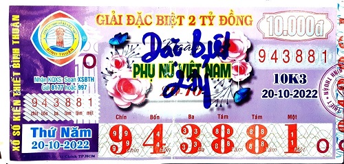 Công ty Xổ số Kiến thiết tỉnh Bình Thuận: Công bố thông tin trả thưởng kỳ vé 10K3