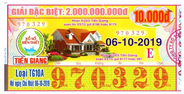 Công ty Xổ số Kiến thiết tỉnh Tiền Giang: Công bố thông tin trả thưởng kỳ vé TG10A