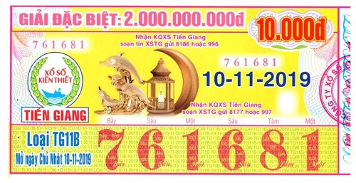 Công ty Xổ số Kiến thiết tỉnh Tiền Giang: Công bố thông tin trả thưởng kỳ vé TG11B