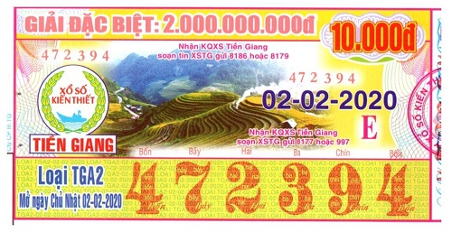 Công ty Xổ số Kiến thiết tỉnh Tiền Giang: Công bố thông tin trả thưởng kỳ vé TGA2