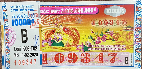 Công ty Xổ số Kiến thiết tỉnh Bến Tre: Công bố thông tin trả thưởng kỳ vé K06-T02