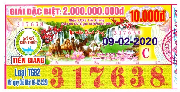 Công ty Xổ số Kiến thiết tỉnh Tiền Giang: Công bố thông tin trả thưởng kỳ vé TGB2