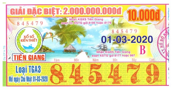 Công ty Xổ số Kiến thiết tỉnh Tiền Giang: Công bố thông tin trả thưởng kỳ vé TGA3