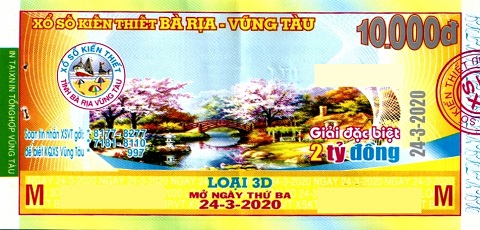 Công ty Xổ số Kiến thiết tỉnh Bà Rịa - Vũng Tàu: Công bố thông tin trả thưởng kỳ vé 3D