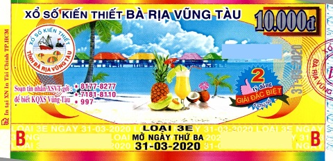 Công ty Xổ số Kiến thiết tỉnh Bà Rịa - Vũng Tàu: Công bố thông tin trả thưởng kỳ vé 3E
