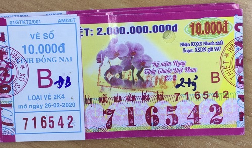 Công ty Xổ số Kiến thiết tỉnh Đồng Nai: Công bố thông tin trả thưởng kỳ vé 2K4