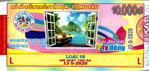 Công ty Xổ số Kiến thiết tỉnh Bà Rịa - Vũng Tàu: Công bố thông tin trả thưởng kỳ vé 5B