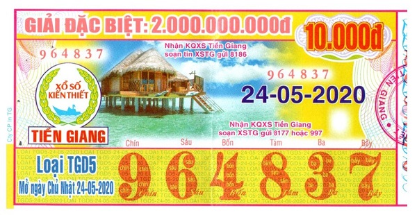 Công ty Xổ số Kiến thiết tỉnh Tiền Giang: Công bố thông tin trả thưởng kỳ vé TGD5