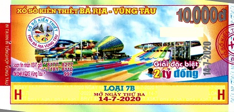 Công ty Xổ số Kiến thiết tỉnh Bà Rịa - Vũng Tàu: Công bố thông tin trả thưởng kỳ vé 7B