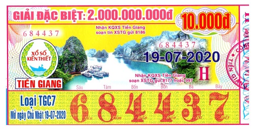 Công ty Xổ số Kiến thiết tỉnh Tiền Giang: Công bố thông tin trả thưởng kỳ vé TGC7