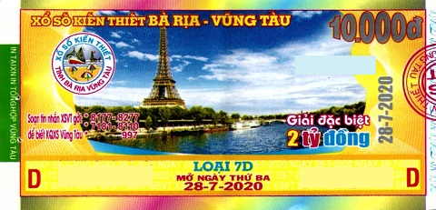 Công ty Xổ số Kiến thiết tỉnh Bà Rịa - Vũng Tàu: Công bố thông tin trả thưởng kỳ vé 7D