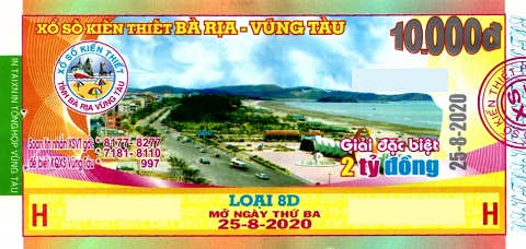 Công ty Xổ số Kiến thiết tỉnh Bà Rịa - Vũng Tàu: Công bố thông tin trả thưởng kỳ vé 8D