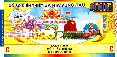 Công ty Xổ số Kiến thiết tỉnh Bà Rịa - Vũng Tàu: Công bố thông tin trả thưởng kỳ vé 9A