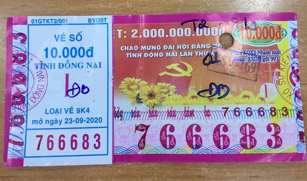 Công ty Xổ số Kiến thiết tỉnh Đồng Nai: Công bố thông tin trả thưởng kỳ vé 9K4