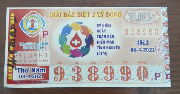 Công ty Xổ số Kiến thiết tỉnh Bình Thuận: Công bố thông tin trả thưởng kỳ vé 4K2