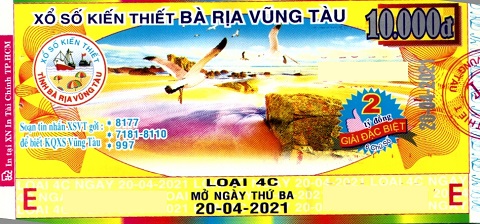 Công ty Xổ số Kiến thiết tỉnh Bà Rịa - Vũng Tàu: Công bố thông tin trả thưởng kỳ vé 4C
