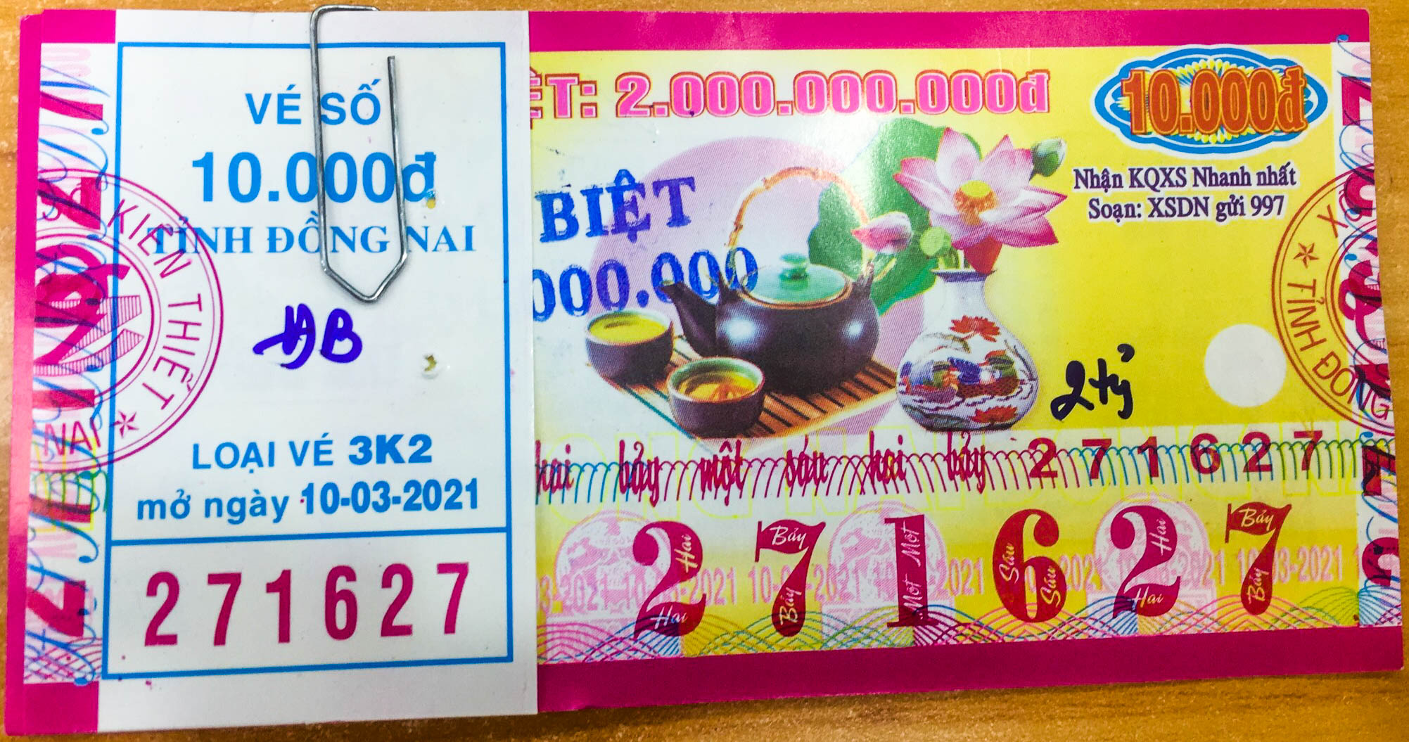 Công ty Xổ số Kiến thiết tỉnh Đồng Nai: Công bố thông tin trả thưởng kỳ vé 3K2