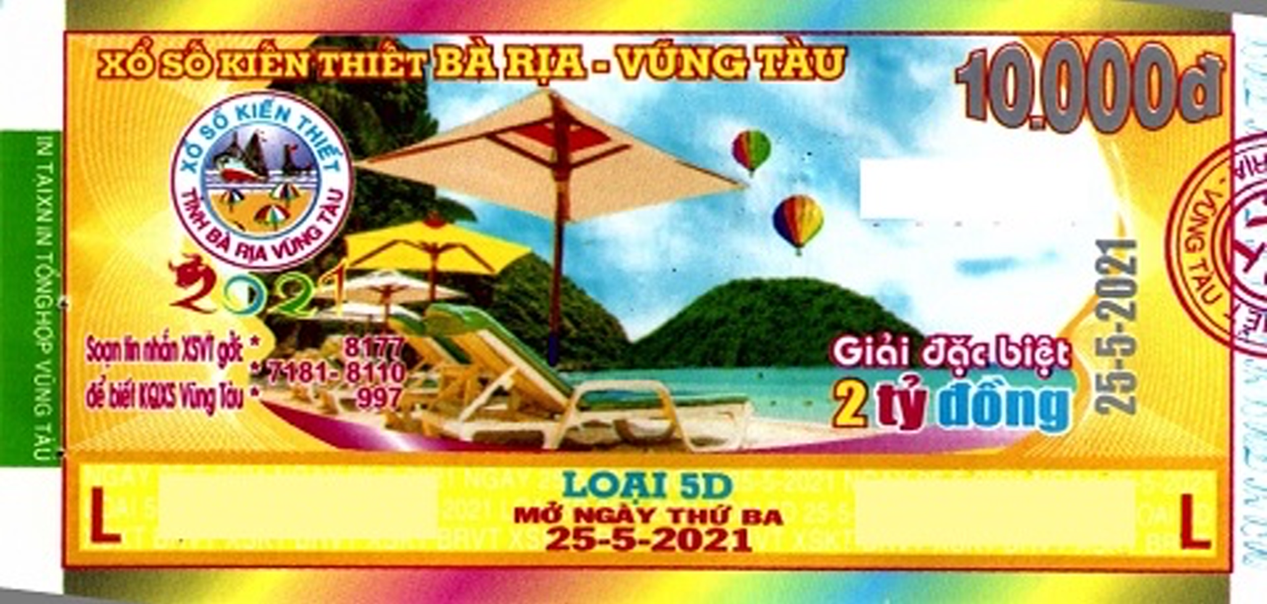 Công ty Xổ số Kiến thiết tỉnh Bà Rịa - Vũng Tàu: Công bố thông tin trả thưởng kỳ vé 5D