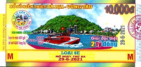 Công ty Xổ số Kiến thiết tỉnh Bà Rịa - Vũng Tàu: Công bố thông tin trả thưởng kỳ vé 6E-2021