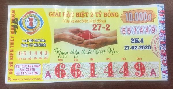 Công ty Xổ số Kiến thiết tỉnh Bình Thuận: Công bố thông tin trả thưởng kỳ vé 2K4-2022