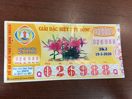 Công ty Xổ số Kiến thiết tỉnh Bình Thuận: Công bố thông tin trả thưởng kỳ vé 3K3-2022