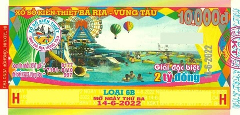 Công ty TNHH MTV Xổ số Kiến thiết Bà Rịa Vũng Tàu: Công bố thông tin trả thưởng kỳ vé 6B-2022