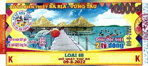 Công ty TNHH MTV Xổ số Kiến thiết  Bà Rịa Vũng Tàu: Công bố thông tin trả thưởng kỳ vé 8B - 2022