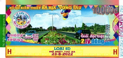 Công ty TNHH MTV Xổ số Kiến thiết Bà Rịa Vũng Tàu: Công bố thông tin trả thưởng kỳ vé  8D ngày 23/08/2022