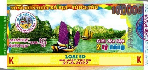 Công ty TNHH MTV Xổ số Kiến thiết  Bà Rịa Vũng Tàu: Công bố thông tin trả thưởng kỳ vé 9D ngày 27/09/ 2022