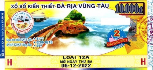 Công ty TNHH MTV Xổ số Kiến thiết Bà Rịa Vũng Tàu: Công bố thông tin trả thưởng kỳ vé 12A ngày 06/12/2022