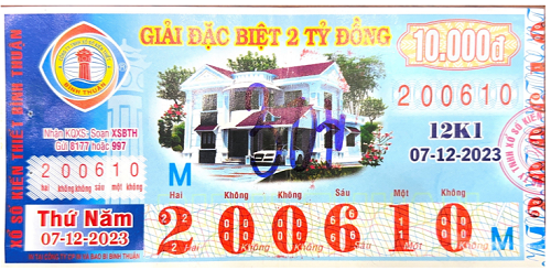 CÔNG BỐ THÔNG TIN KQXSKT BÌNH THUẬN 12K1 NGÀY 07.12.2023