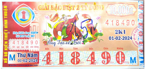 Công bố thông tin kết quả XSKT Bình Thuận 2K1 01.02.2024