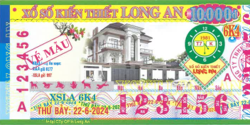 Công ty TNHH MTV Xổ số kiến thiết Long An: Kỳ vé 6K4 mở thưởng ngày 22/06/2024. Khách hàng ở tỉnh An Giang đã trúng thưởng.